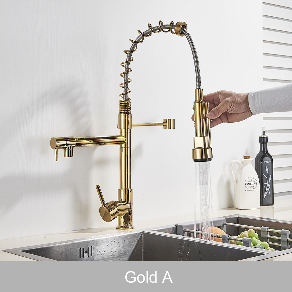 Golden kitchen sink faucet Modern pull out kitchen faucet  pull down Kitchen taps