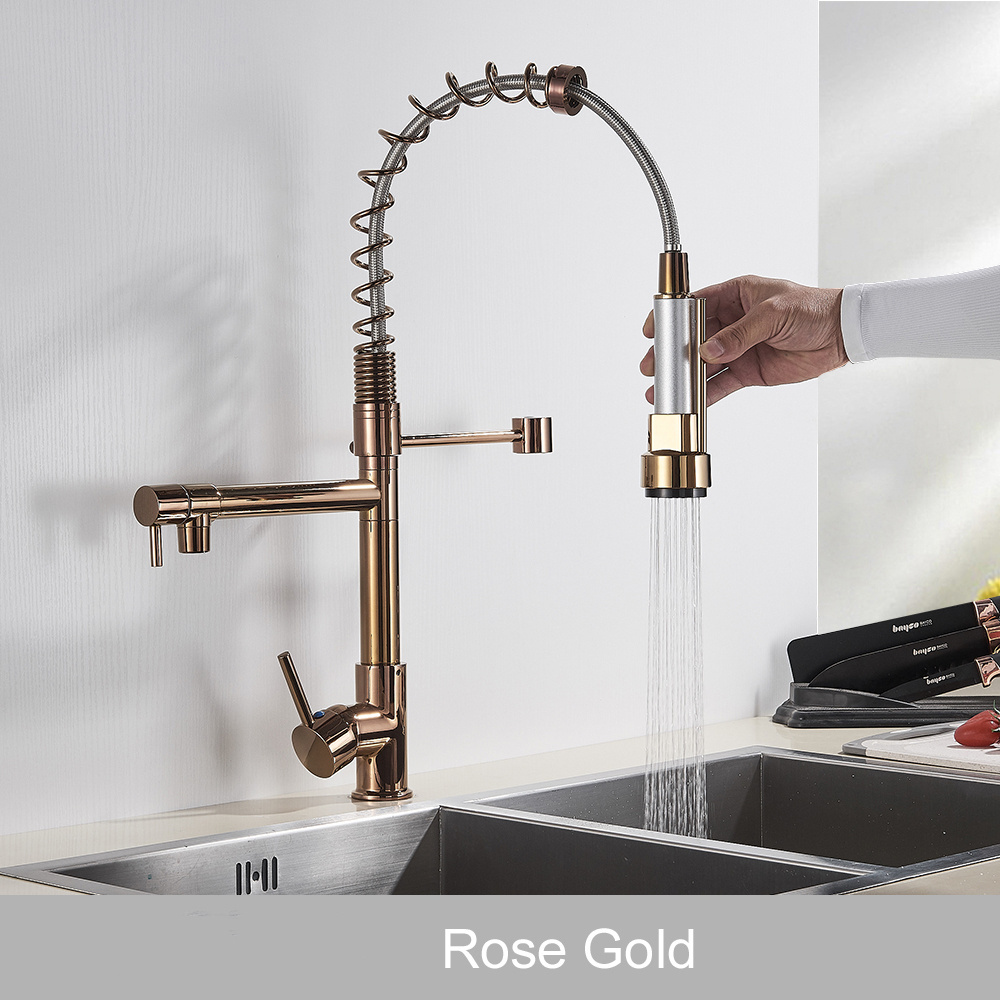 Golden kitchen sink faucet Modern pull out kitchen faucet  pull down Kitchen taps