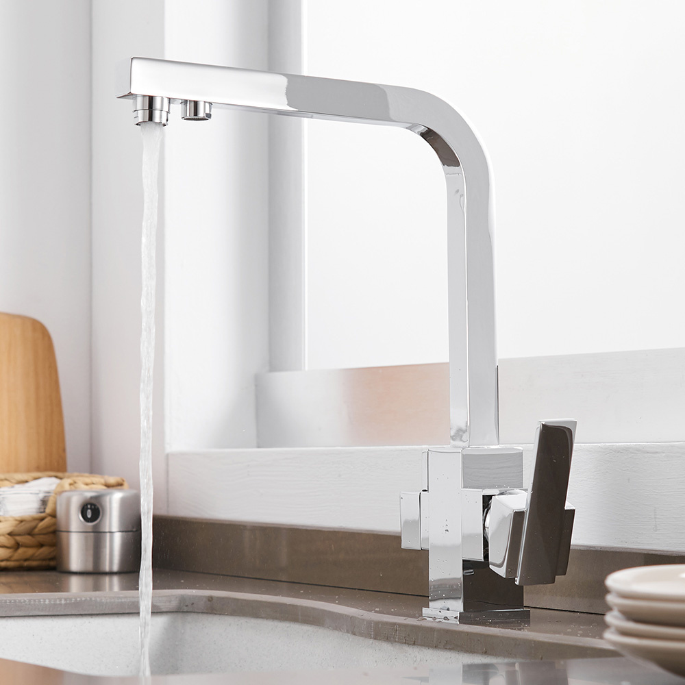 Square Kitchen Taps Kitchen Sink faucet Three Way Drinking Water Filter Tap 3 Way Kitchen Faucet