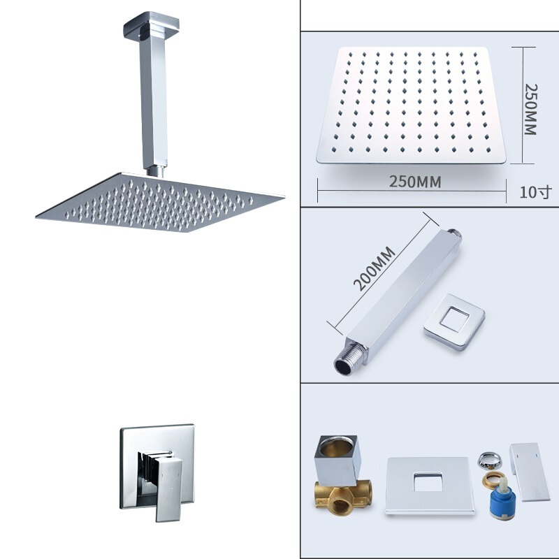 Single lever Square Rain Shower head Concealed Wall Mounted Bathroom Shower set Ceiling shower faucet