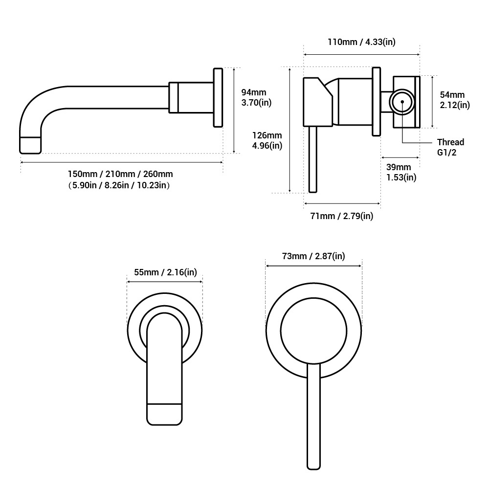 Wall Mounted Basin Sink Mixer Tap Concealed Wash basin faucet bathroom sink faucets Single handle Basin taps lavatory faucet