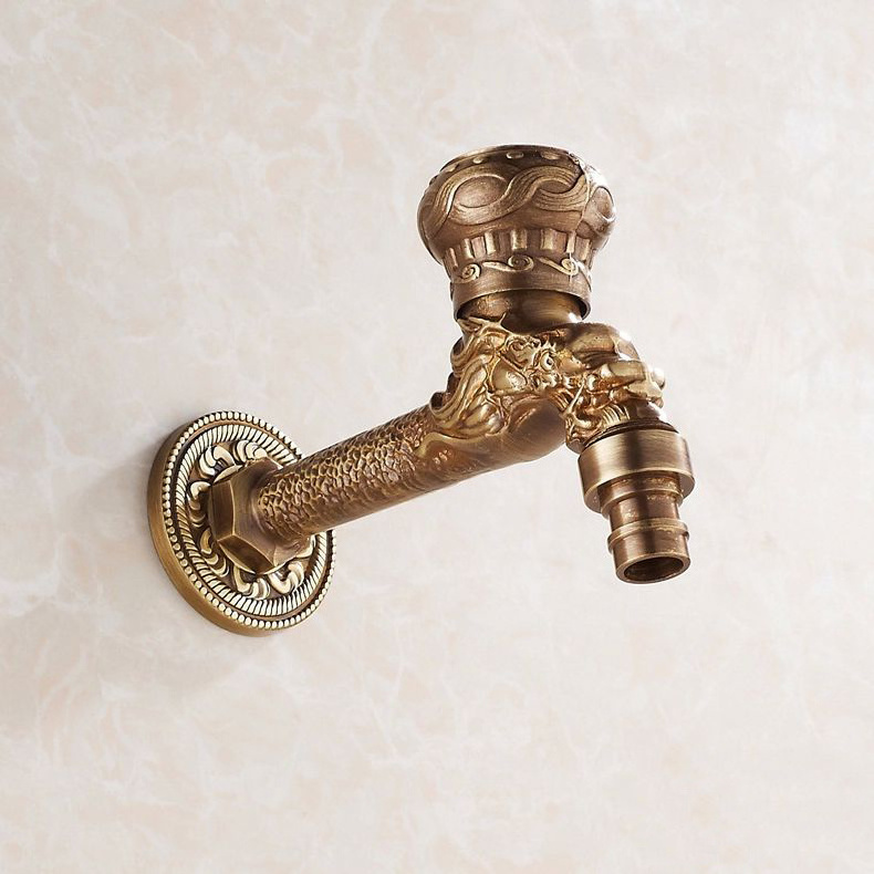 Washing Machine Faucet Outdoor Faucet Bibcock  Antique Bronze Dragon Carved water Tap Bathroom Mop Faucet