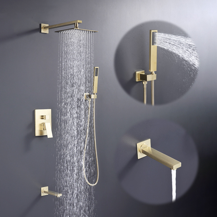 Bathroom brass Rainfall Shower System Wall Mount Shower Set Shower Mixer Faucet Set