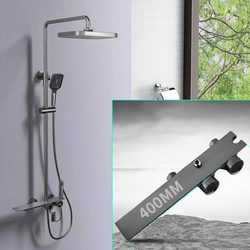 Wall-Mounted Digital Thermostatic Four Function Piano Key Shower Set Bathroom Faucet Shower Panel