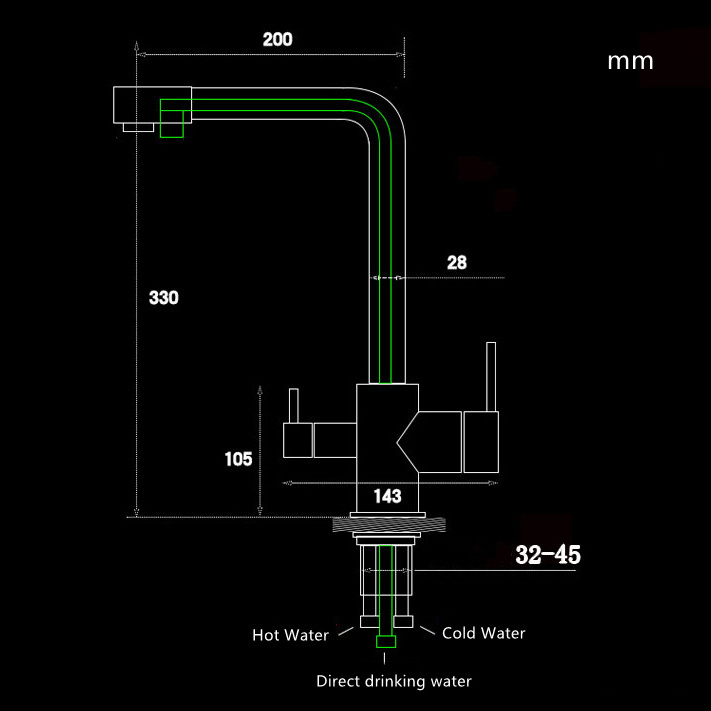 Hot selling Khaki color kitchen sink mixer tap Double handle kitchen taps hot and cold kitchen faucet Brass sink faucet