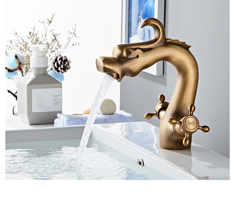 European copper basin faucet antique Basin taps bathroom Dragon faucet lavatory faucet