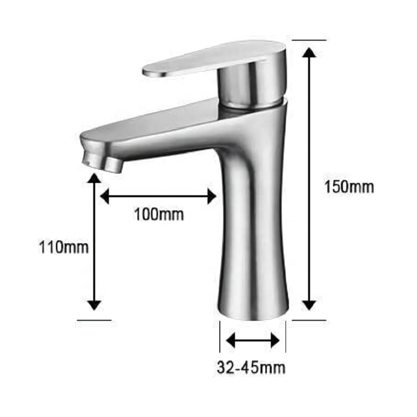 304 stainless steel Brushed Finish Basin Mixer Tap Single Handle Thermostatic Hot and Cold bathroom faucet basin faucet