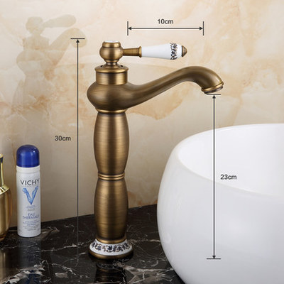 Brass Antique Basin Faucet Vintage Basin Tap with Marble Handle Bathroom faucet lavatory faucet