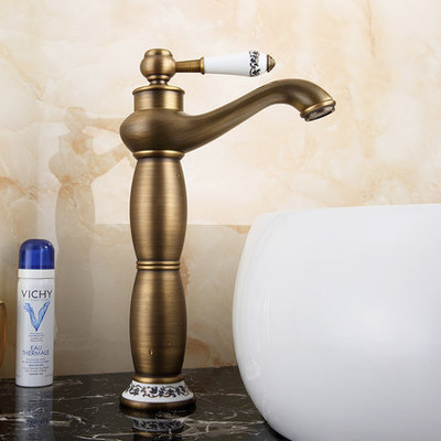 Brass Antique Basin Faucet Vintage Basin Tap with Marble Handle Bathroom faucet lavatory faucet