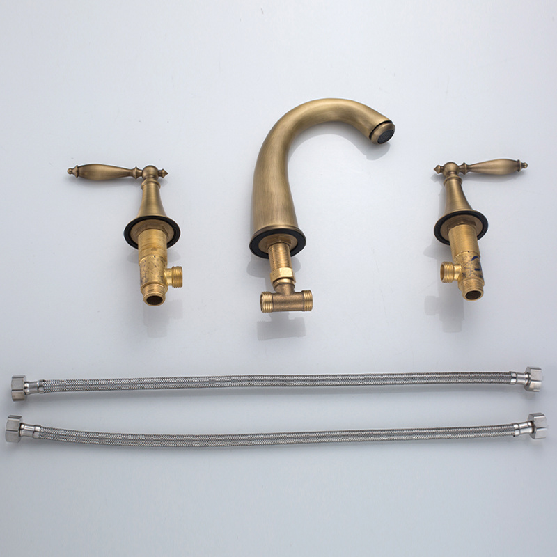 3 Hole bathroom faucet  Antique Bronze basin taps Dual handle basin faucet lavatory faucet