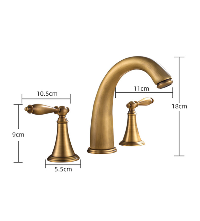 3 Hole bathroom faucet  Antique Bronze basin taps Dual handle basin faucet lavatory faucet