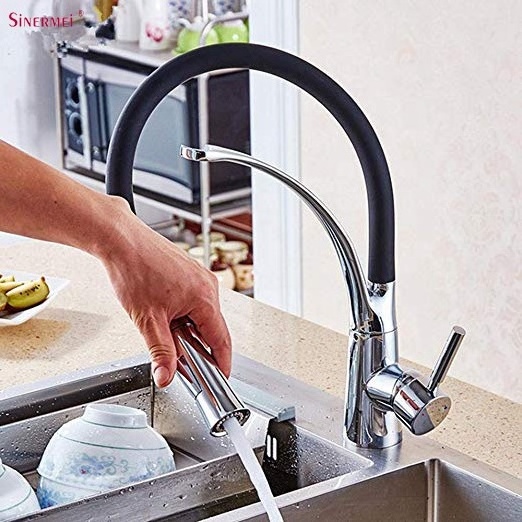 Kitchen faucet with Black flexible hose Kitchen taps with Pull Out Spray hot and cold Kitchen sink faucet mixer tap