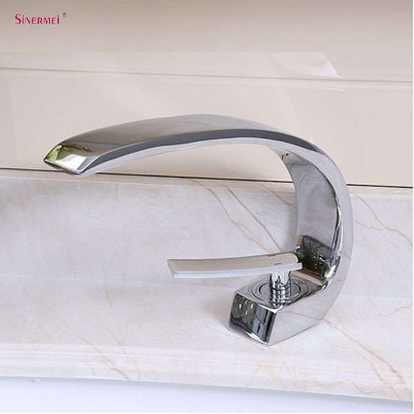 Basin Taps Basin Faucet with Curve Shape  Wash Basin Mixer Single Handle Thermostatic Brass lavatory faucet