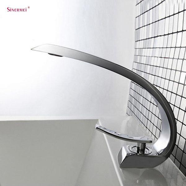 Basin Taps Basin Faucet with Curve Shape  Wash Basin Mixer Single Handle Thermostatic Brass lavatory faucet