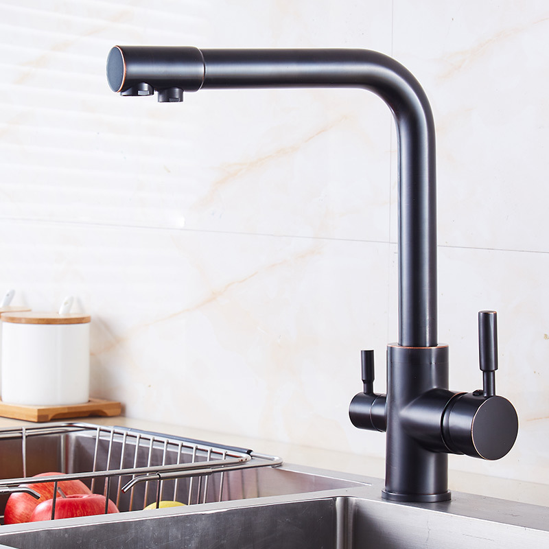 Black Bronze Kitchen faucet Brass Kitchen taps with Dual Handle Kitchen mixer tap sink faucet