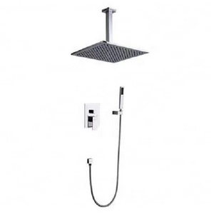 Square Concealed ceiling rain shower mixer Bathroom Rainfall Shower faucet with ceiling shower head and arm and Handheld Spray