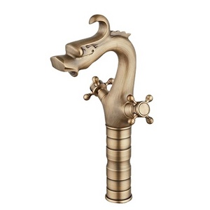 Tall Body Dragon Shaped Bathroom faucet Antique Basin Faucet Dual Handle lavatory faucet