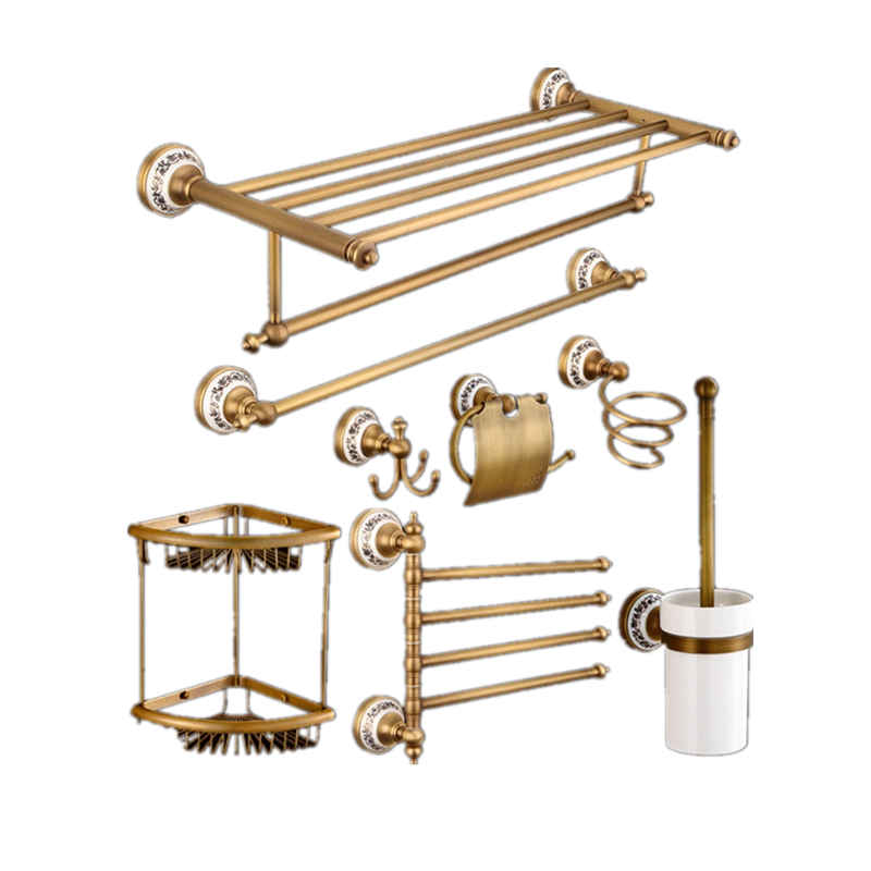 European antique bath towel rack set toilet bathroom towel rack wall hanging bathroom pendant towel rack stand Bathroom Hardware