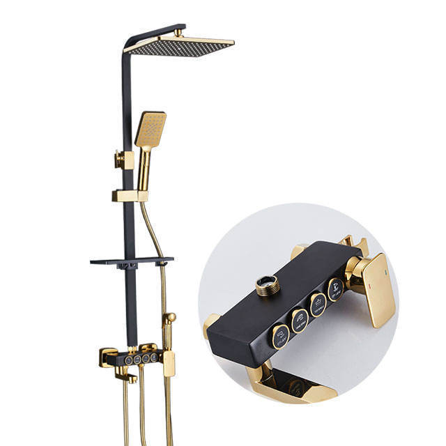 High-pressure Shower Valve Shower set Bathroom Wall Mounted Whole Black and Gold Shower Faucet