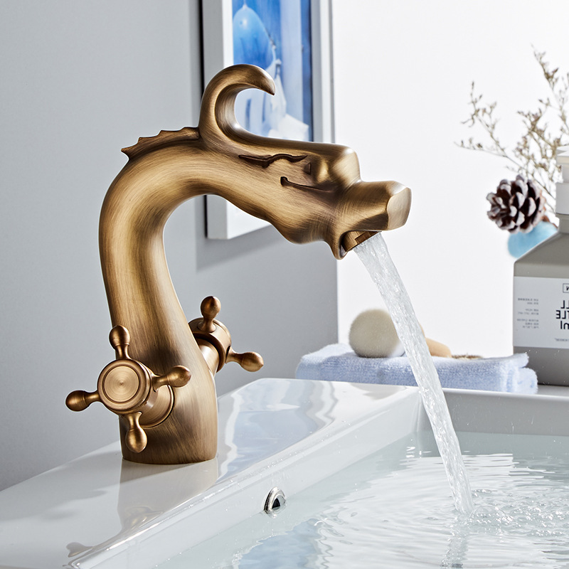 European copper basin faucet antique Basin taps bathroom Dragon faucet lavatory faucet