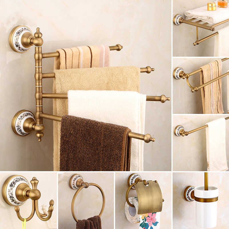 European antique bath towel rack set toilet bathroom towel rack wall hanging bathroom pendant towel rack stand Bathroom Hardware