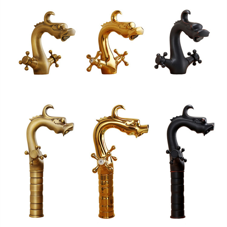 European copper basin faucet antique Basin taps bathroom Dragon faucet lavatory faucet