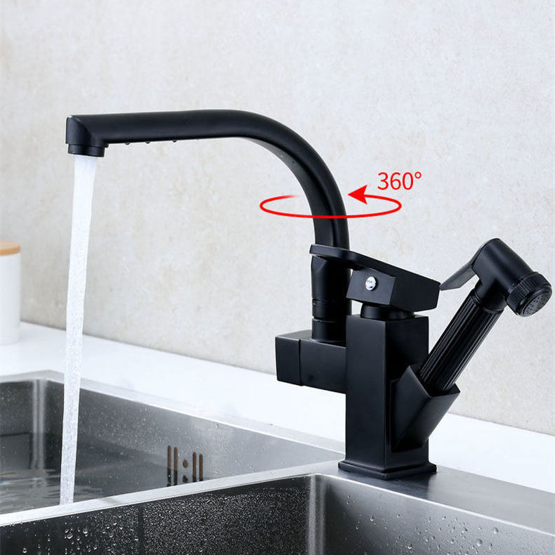 Multi functional Pull Out Kitchen faucet with Sprayer Kitchen taps 360 Swivel Kitchen sink faucet 2 delivery port