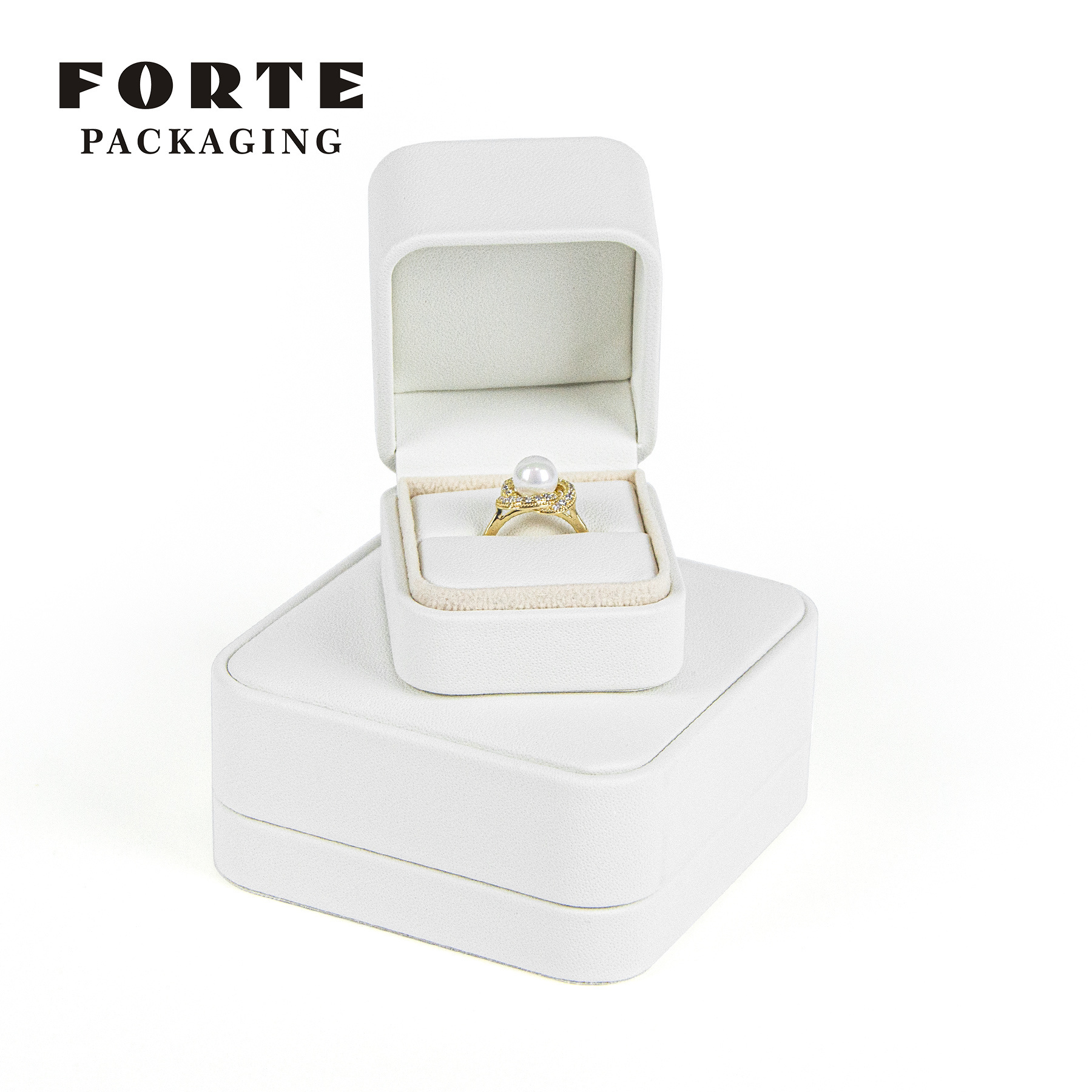 FORTE Wholesale Jewelry Packaging Custom LOGO PU Leather Luxury Bracelet Necklace Earrings Ring Box Packaging Jewelry Box