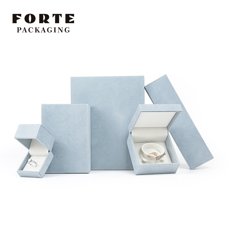 FORTE Hot Design Jewelri Ring Bangle Pendant Joyero Box Packaging Blue Jewellery Boxes Personalized Logo Velvet Jewelry Box