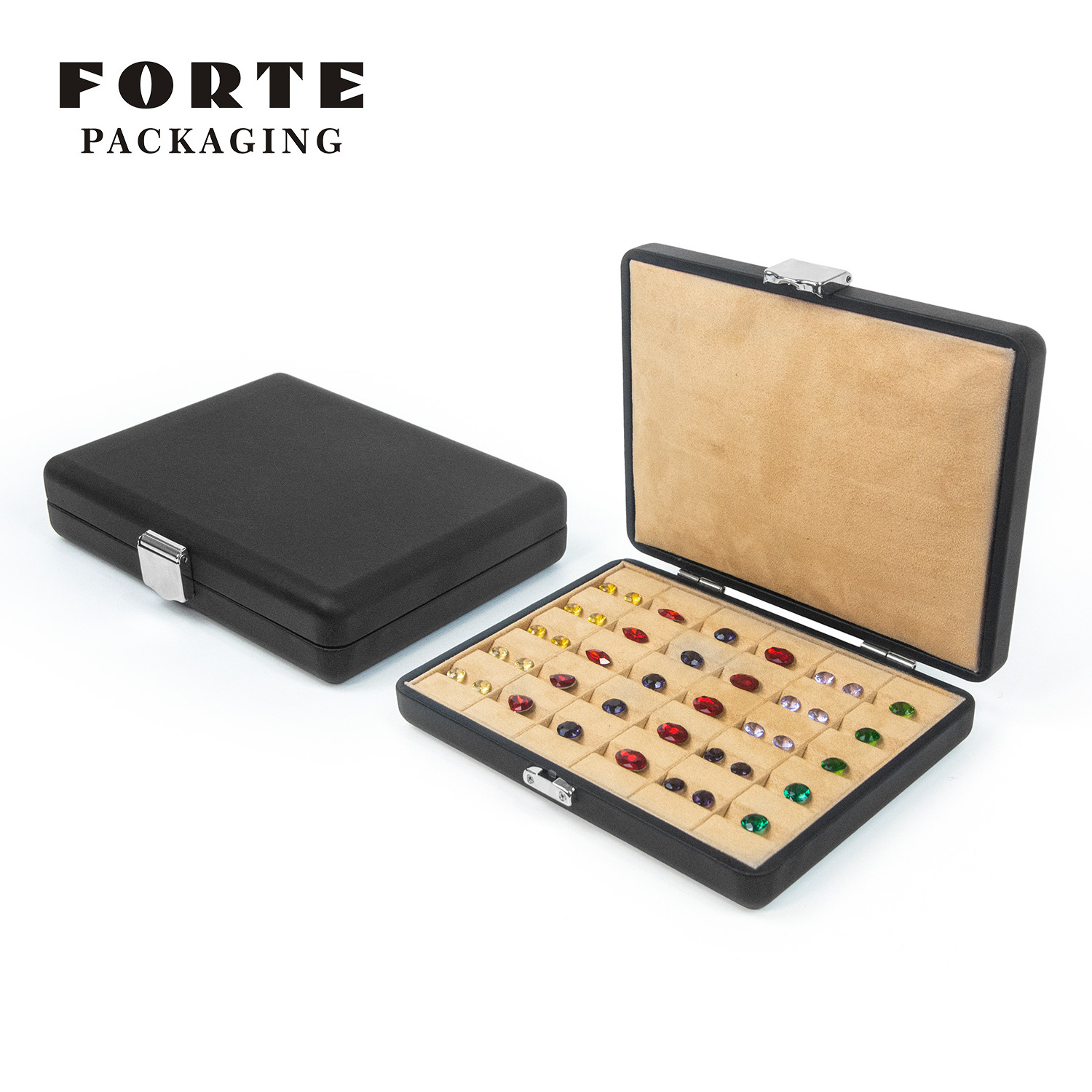 FORTE Gemstone Box Set Packaging Large Diamond Gemstone Collection Box Leather Jewelry Gem Display Box