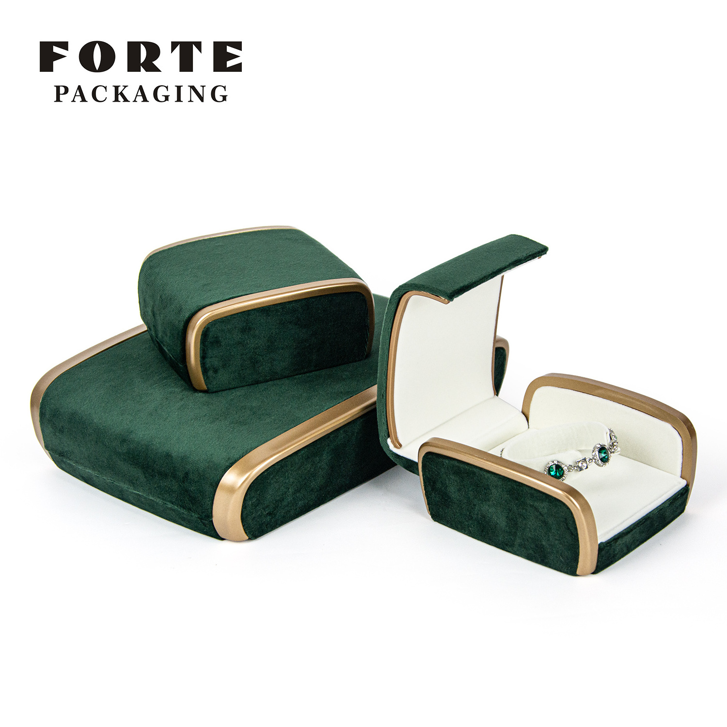 FORTE Luxury Sofa Shape Jewelry Box Can Be Customized Green Velvet Ring Bracelet Pendant Box Velvet Large Necklace Box With Logo