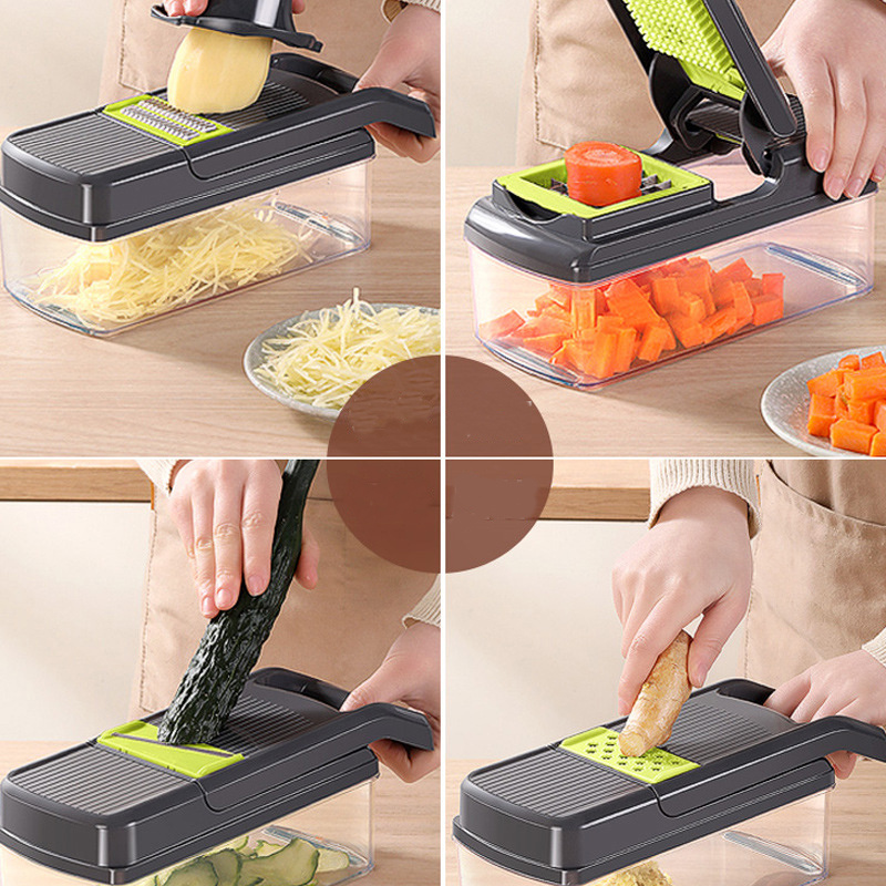 Multifunctional Kitchen Fruit Food Dicer Vegetable Chopper 9 In 1 Grater Slicer Cutter