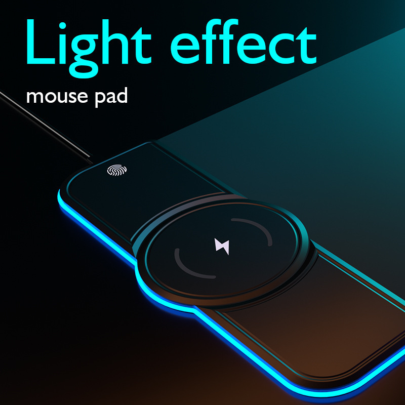 Factory Wholesale Hot Sale Non-slip Comfortable Natural Rubber Multifunction Wireless Charging Gaming LED Rgb Mouse Pad