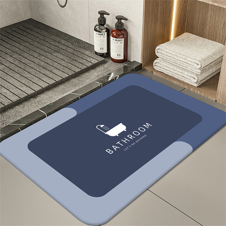 Custom size bathroom super absorbent rug set soft diatom mud floor mat anti slip fast drying diatomite earth bath mat