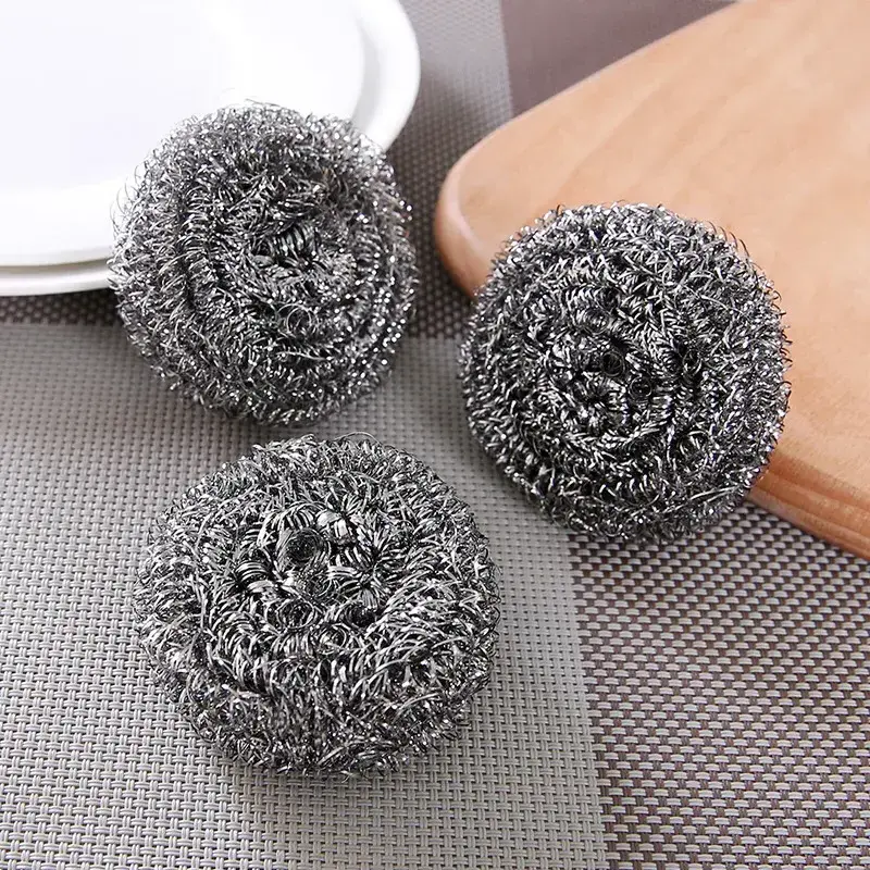 SC65 20pcs/bag Steel Wool Scrubber Stainless Scouring Pad Heavy Duty Metal Scour Sponge for Kitchen Cleaning