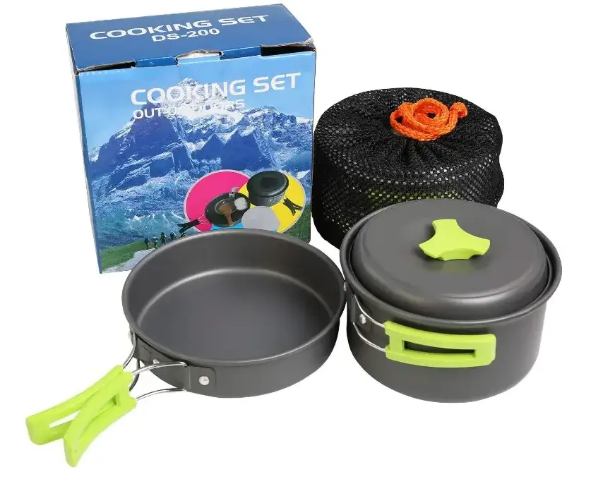 2023 Outdoor Kitchen Supplies Folding Utensil Set Pot Portable Camping Cookware Mess kit for Picnic