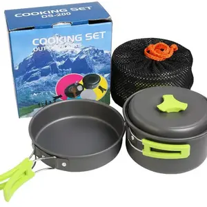 2023 Outdoor Kitchen Supplies Folding Utensil Set Pot Portable Camping Cookware Mess kit for Picnic