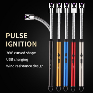 2024 Wholesale Windproof 360 Degree Free Rotation BBQ Lighter USB Rechargeable Electric Arc Lighter For Candle Kitchen