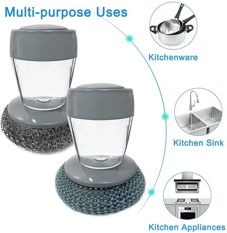 2023 SY Pan Sponge Dish Soap Dispenser Dishwasher Cleaning Brush Scan Pad Kitchen