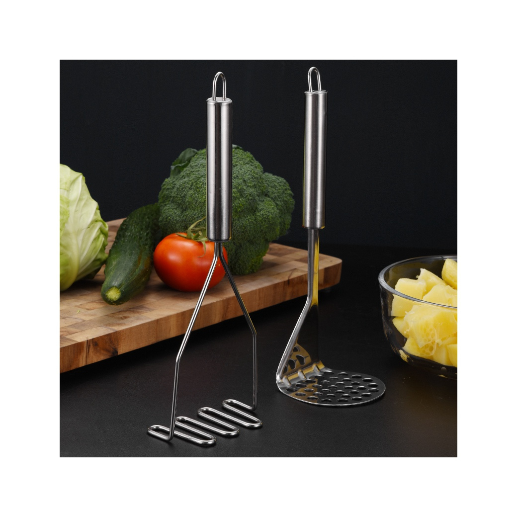 2024 Custom Logo Kitchen Fruit Vegetable Presser Tools stainless steel kitchen potato ricer and masher Mini Potato Masher