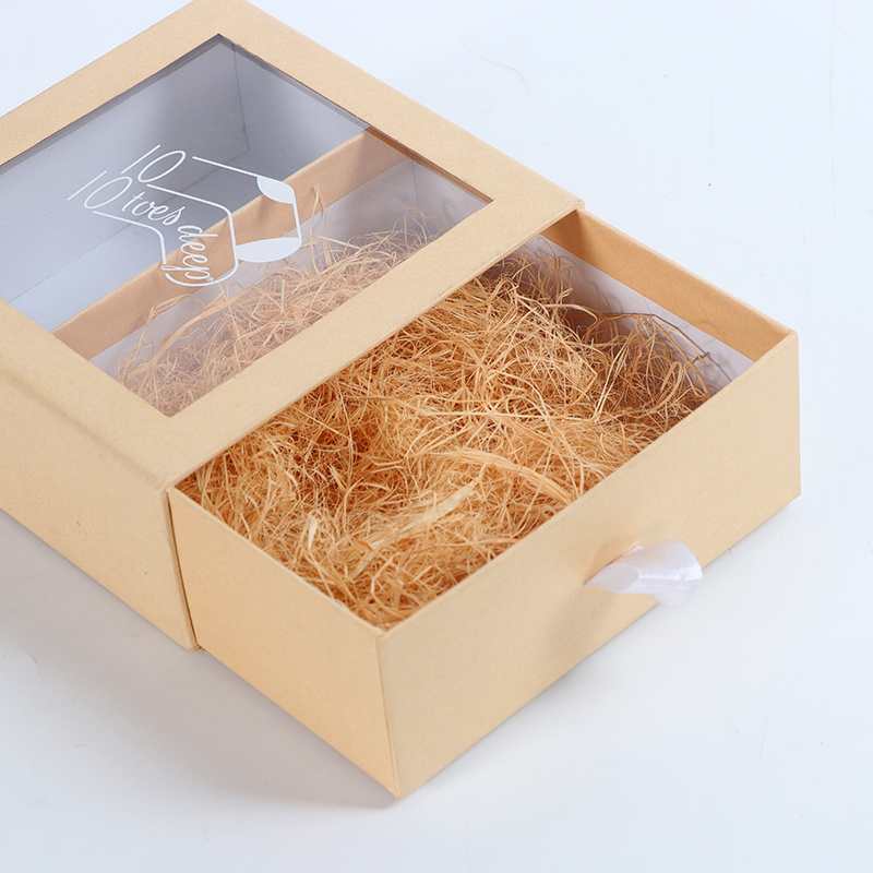 8*8 Square gift box with transparent clear window for socks drawer gift box packaging with chopped paper