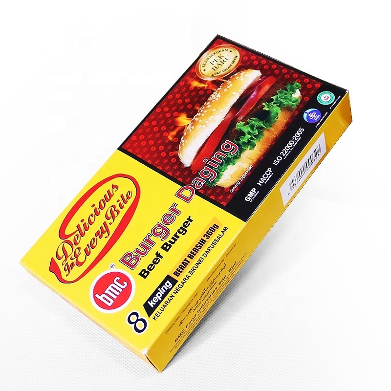 Factory price custom frozen beef chicken burger paper packaging box