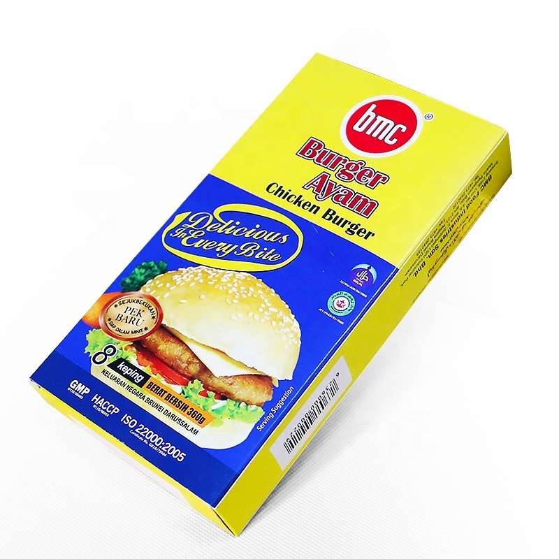 Factory price custom frozen beef chicken burger paper packaging box