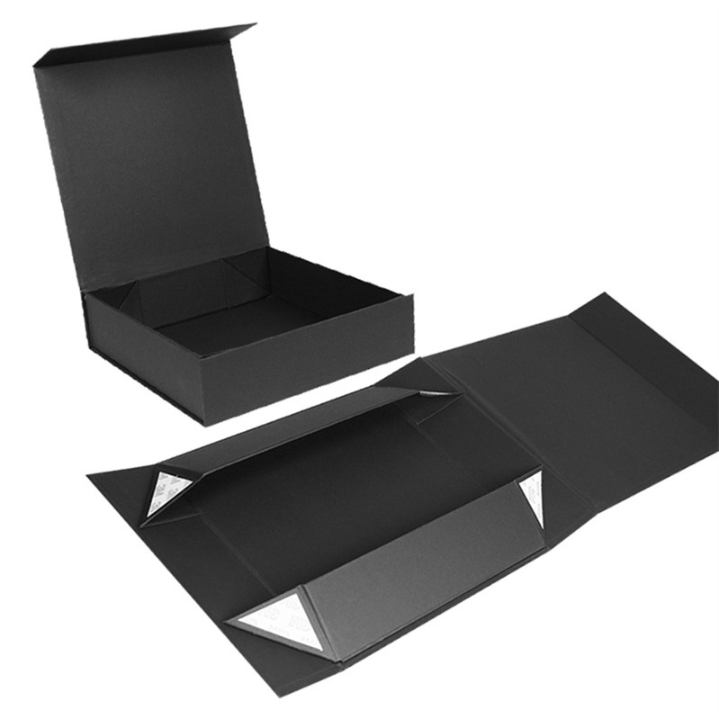 Recyclable Handmade Luxury Gift Box Matte Black Hard Rigid Magnetic Closure Cardboard Paper Folding Packaging Box With Lid