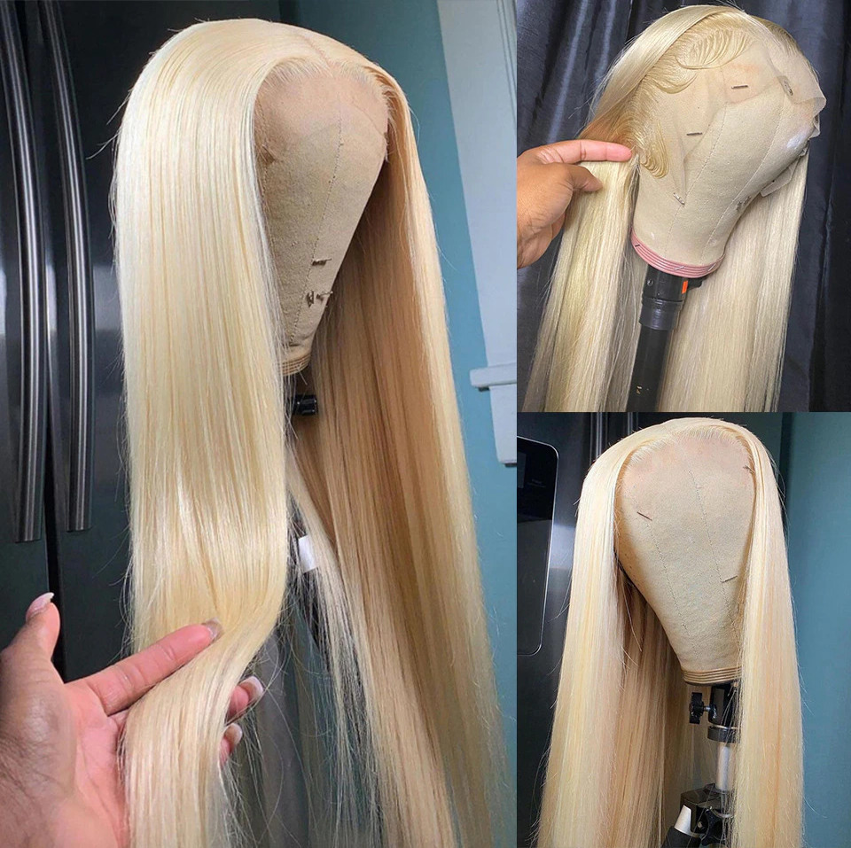 613 13X6 Hd Lace Blonde Highlights Frontal Wig For Women, Bob Honey Blonde 613 Hd Full Lace Front Wigs Human Hair