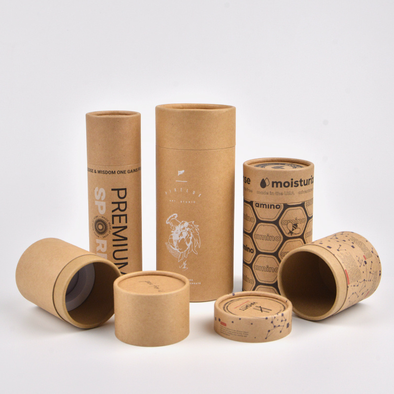 Biodegradable custom sample cylinder round packaging tubes paper box kraft cardboard tube