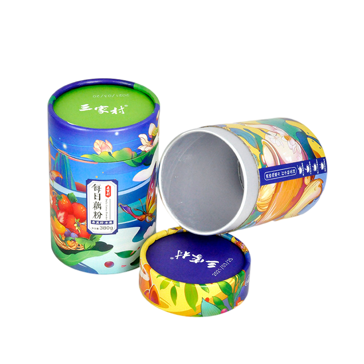 Biodegradable aluminum foil food grade collagen mushroom powder cardboard cylinder packaging paper tube box for spice cookies