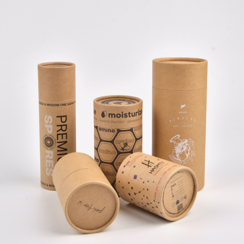 Biodegradable custom sample cylinder round packaging tubes paper box kraft cardboard tube