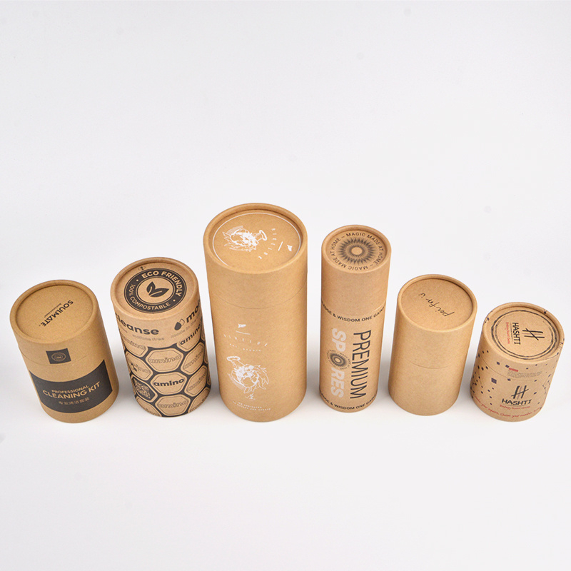 Biodegradable custom sample cylinder round packaging tubes paper box kraft cardboard tube