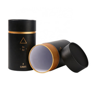 High quality biodegradable matte kraft paper cardboard black tube round black paper tube packaging with gold logo